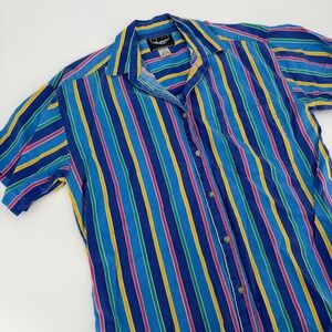 BEST American Clothing Co Mens Striped Short Sleeve Button Up Shirt Size S Blue
